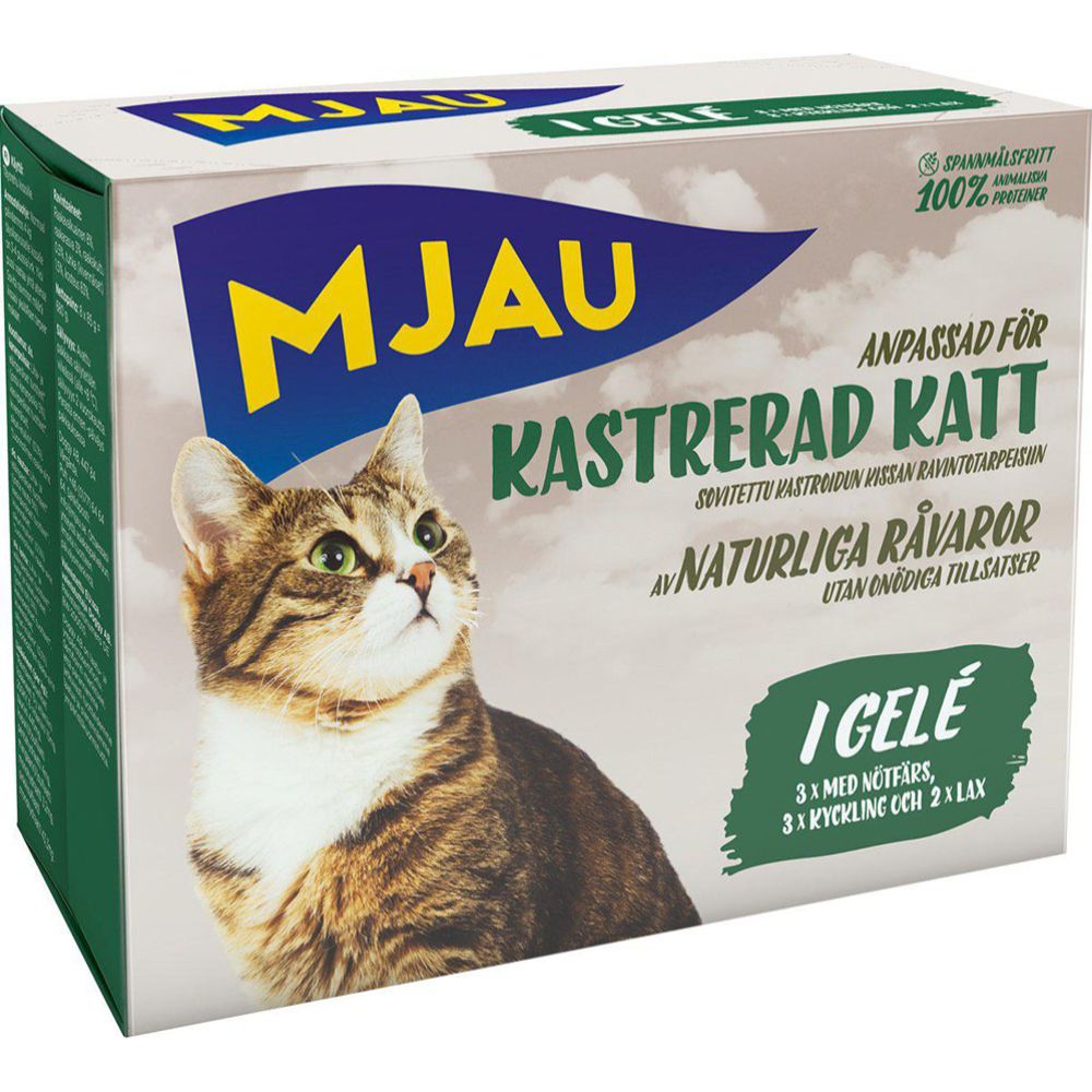 Mjau Pouch multibox för kastrerad katt 8 x 85 g