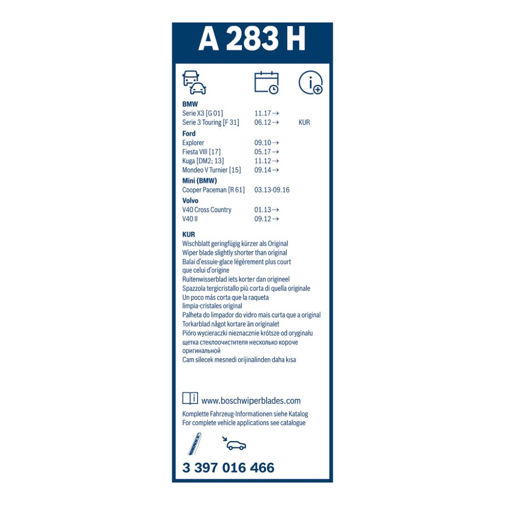 Bosch AeroTwin A283H takalasinpyyhin 28 cm