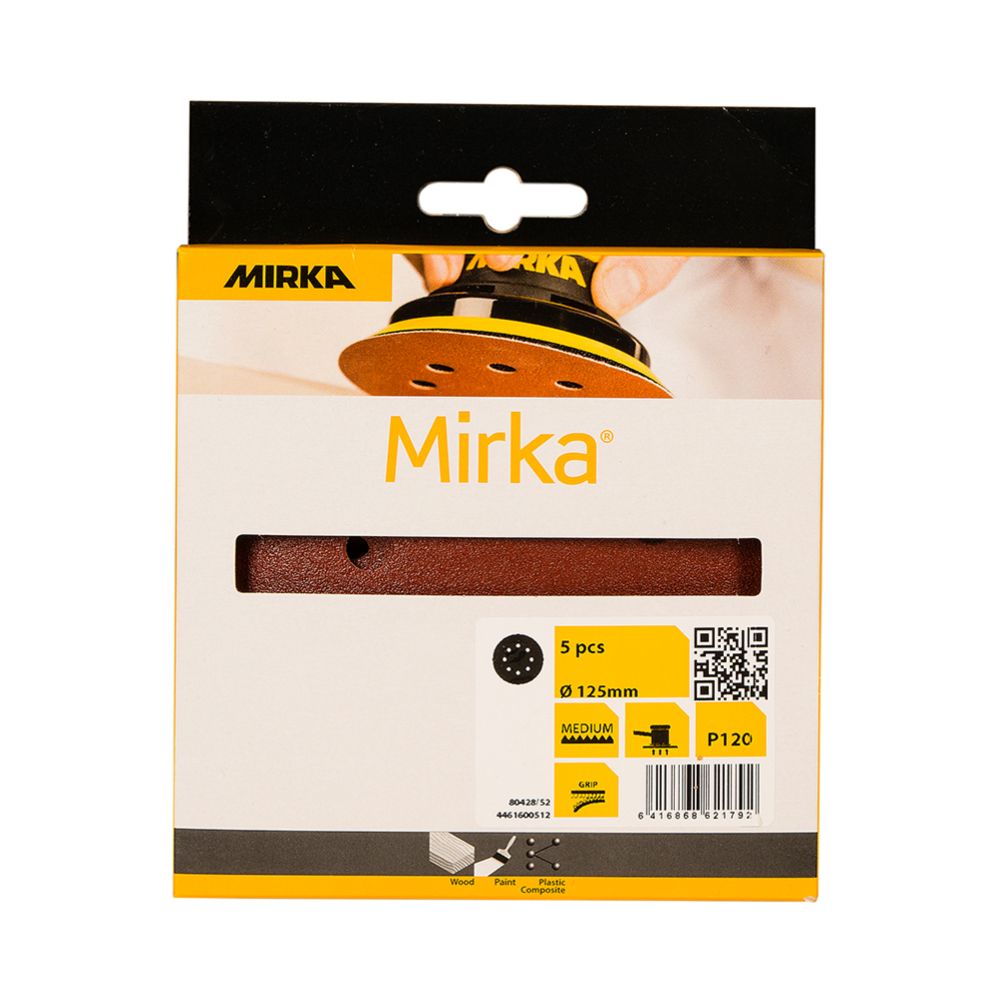 Mirka sliprondell med kardborreband 125 mm P120 5 st
