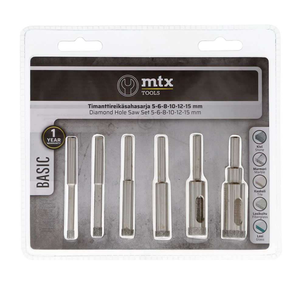 MTX Tools Basic 6-osaline teemantkattega augusaagide komplekt, 5—15 mm