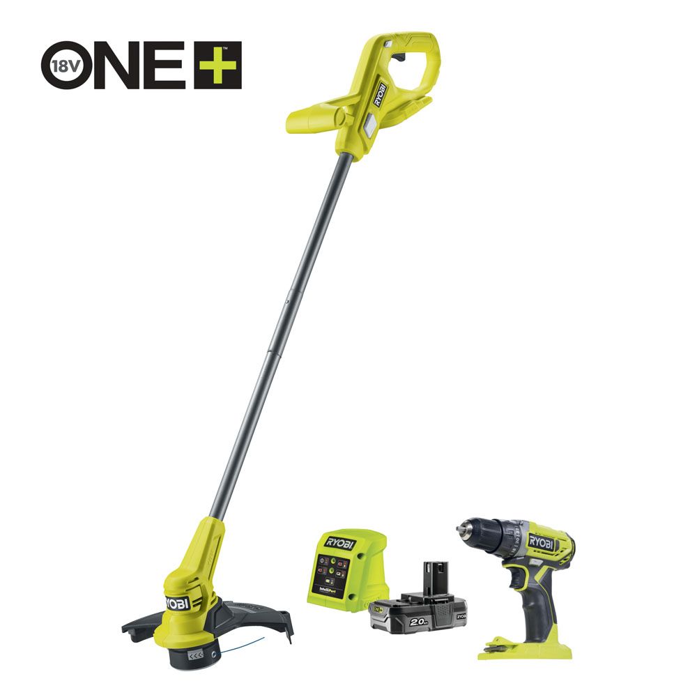 Ryobi ONE+ akutrimmer ja akutrel RY18LT23ADD2-120 (2,0 Ah)