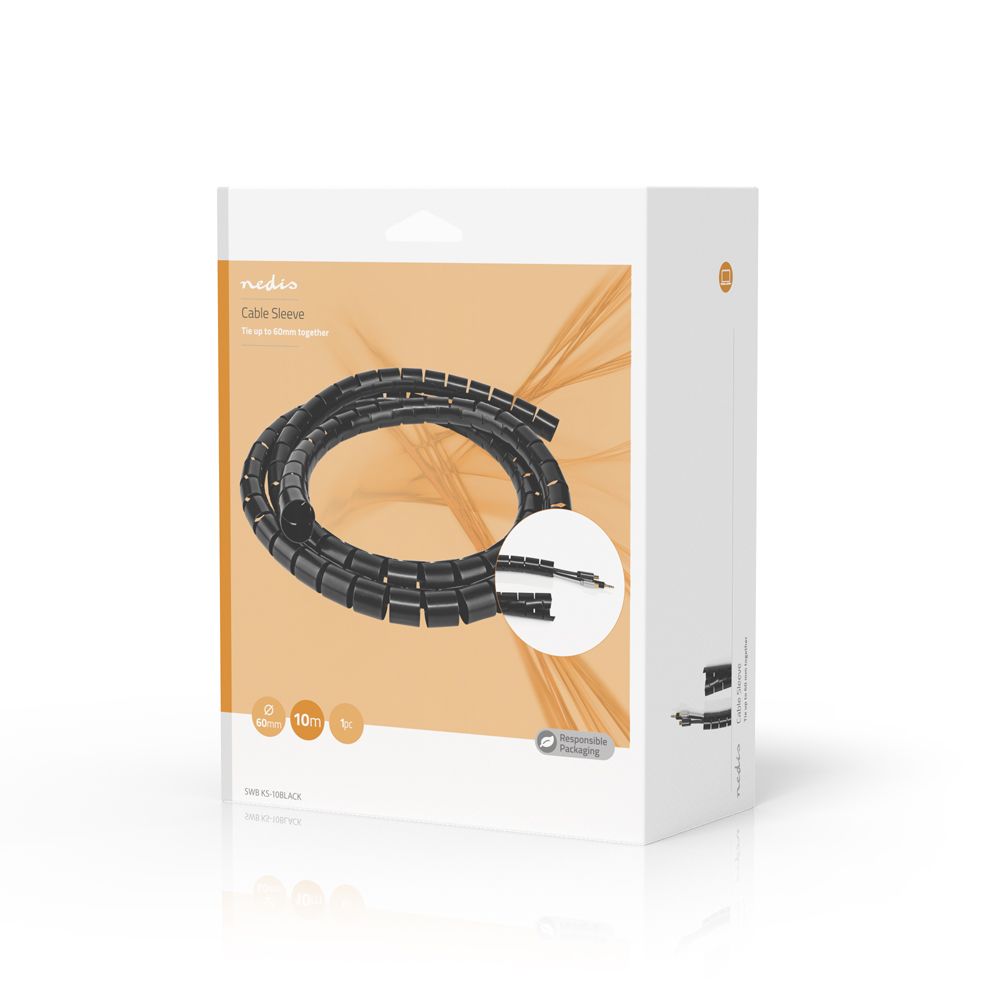 Juhtmespiraal, must, 25—100 mm, 10 m