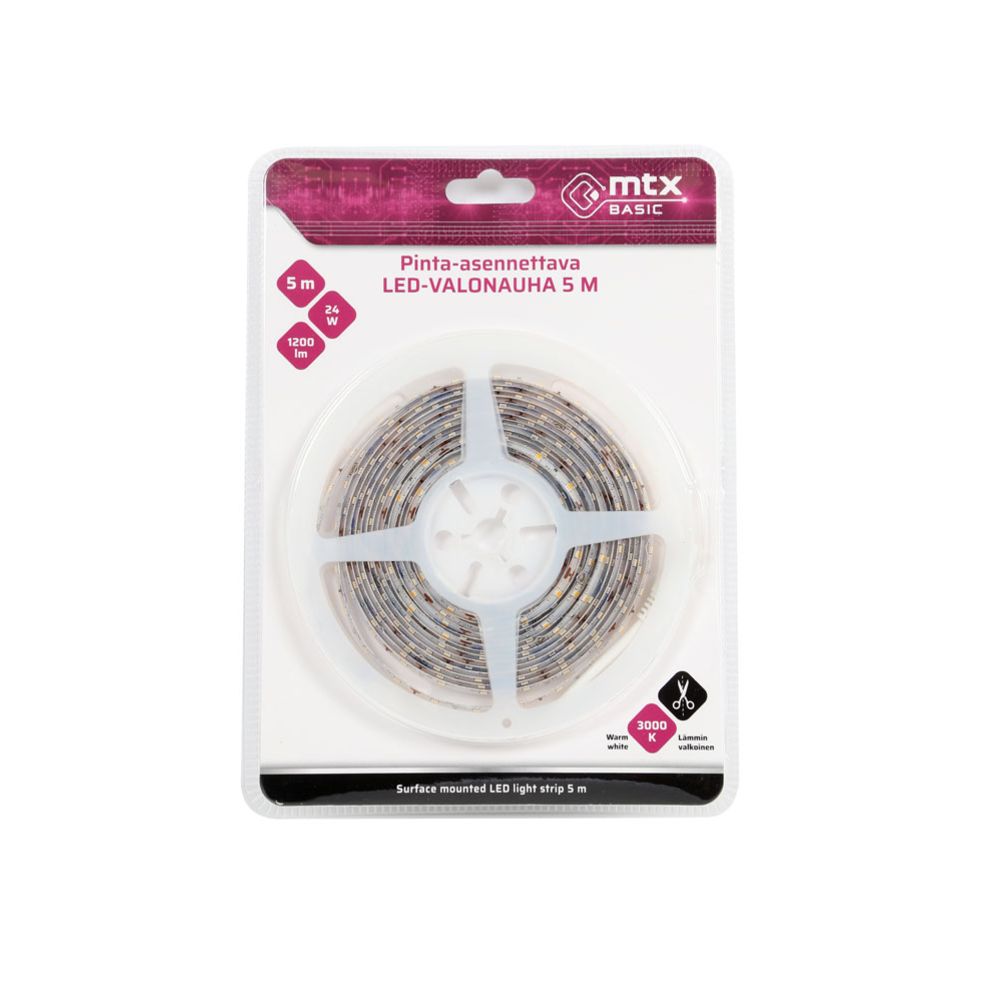 MTX Basic LED-valonauha 4,8W/M 3000K 5 m IP65/IP20