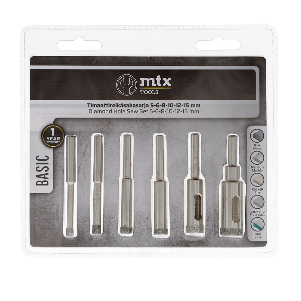 MTX Tools Basic diamanthålsågssats 5–15 mm 6 delar