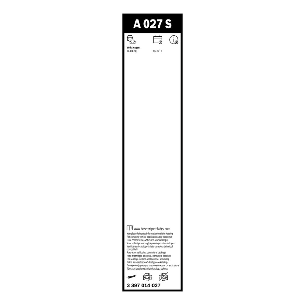 Bosch Aerotwin A027S klaasipuhasti harjade paar 70 + 45 cm