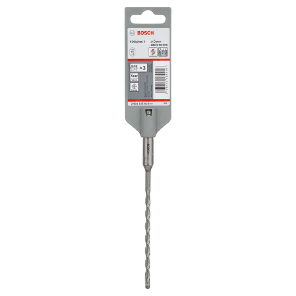 Bosch SDS-plus-7 5 lõikeservaga puurvasaratera, 165 mm / 5 mm