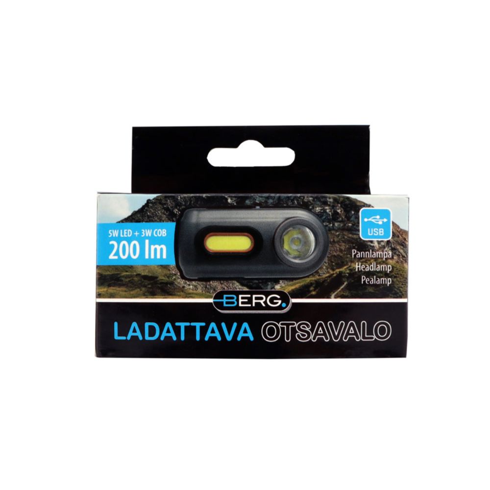 Berg LED-pannlampa laddningsbar 5W 200 lm + COB 100 lm