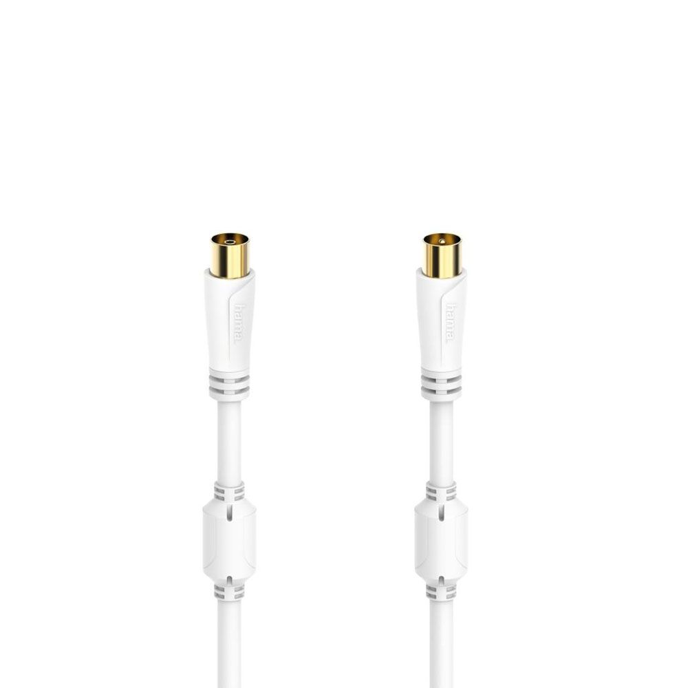 Hama antennikaabel, Coax isane - Coax emane, 0,75 m, 100 dB, valge