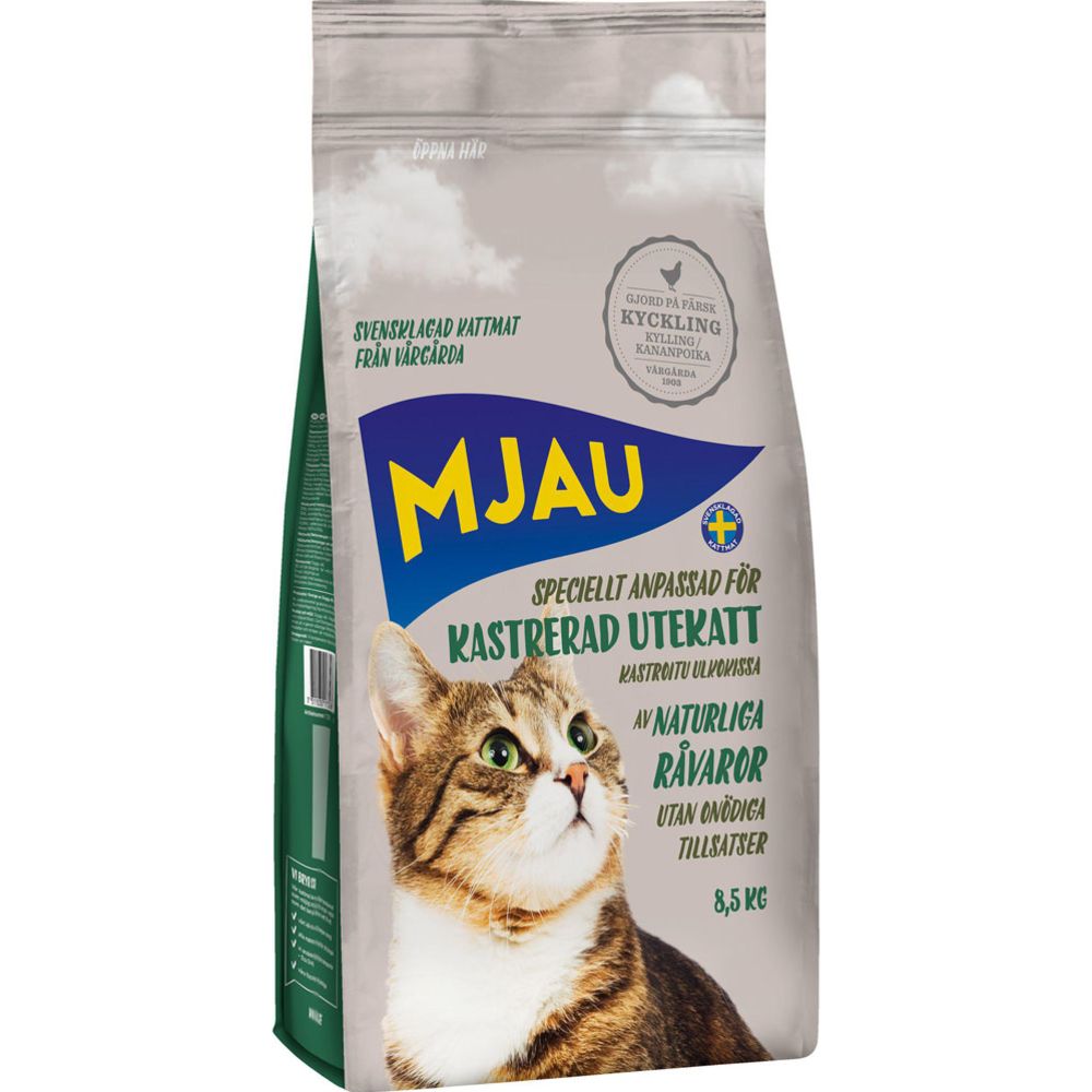 Mjau foder för kastrerad utekatt 8,5 kg