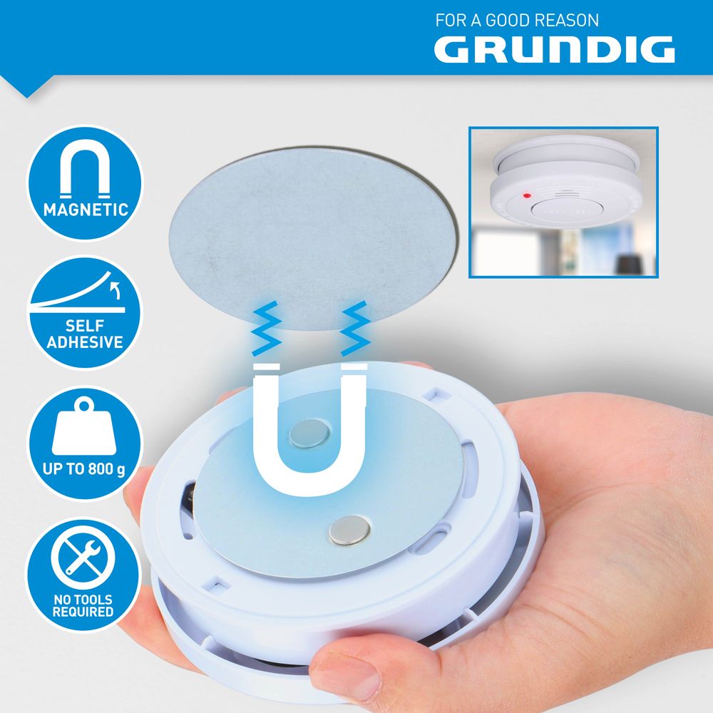 Grundig magnetiskt fäste för brandvarnare