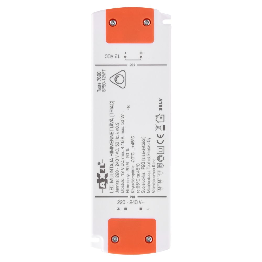 Axxel LED-trafo 12V 50W IP20 TRIAC hämardatav