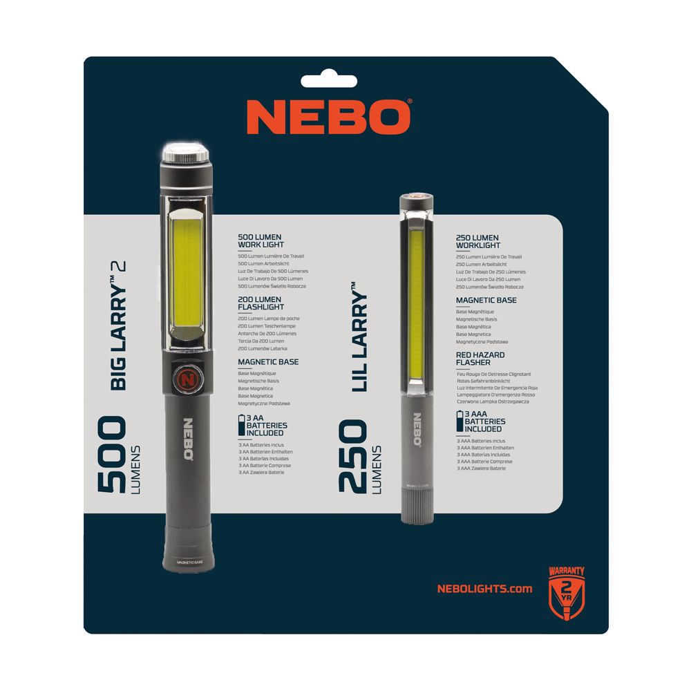 Nebo Big Larry 2 och Lil Larry ficklampset 500 + 250 lm AA/AAA