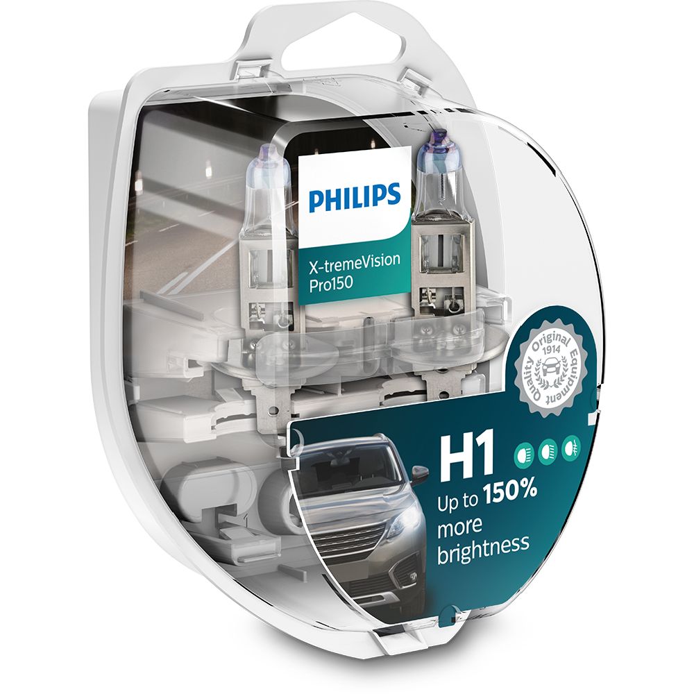 Philips XTremeVision Pro150 H1-polttimopari +150%