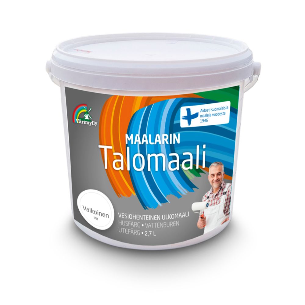 Värimylly Maalarin talomaali-husfärg, vit, 2,7 l