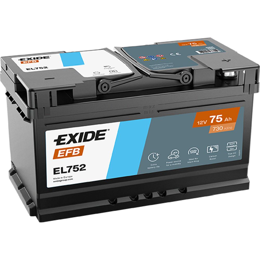 Exide EL752 75 Ah / 730 A aku, P 315 x L 175 x K 175 -+
