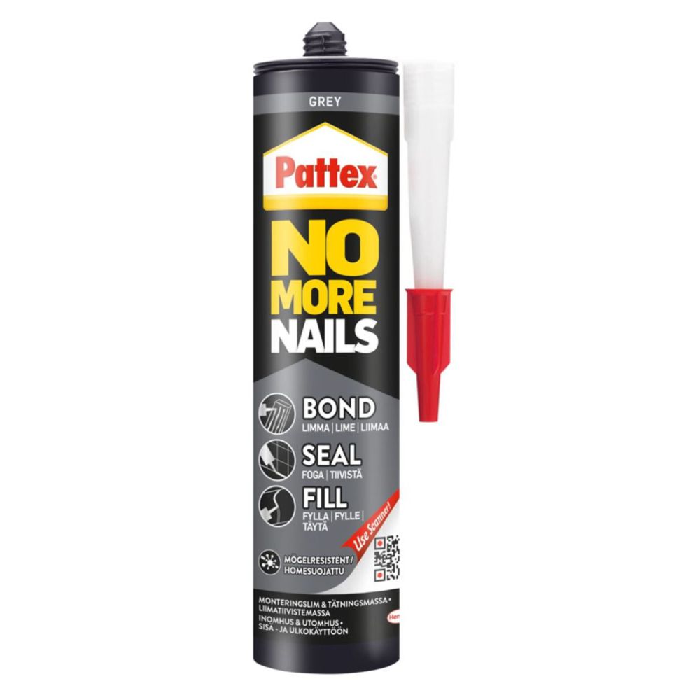 Pattex No More Nails Bond-Seal-Fill liimatiivistemassa 280 ml harmaa