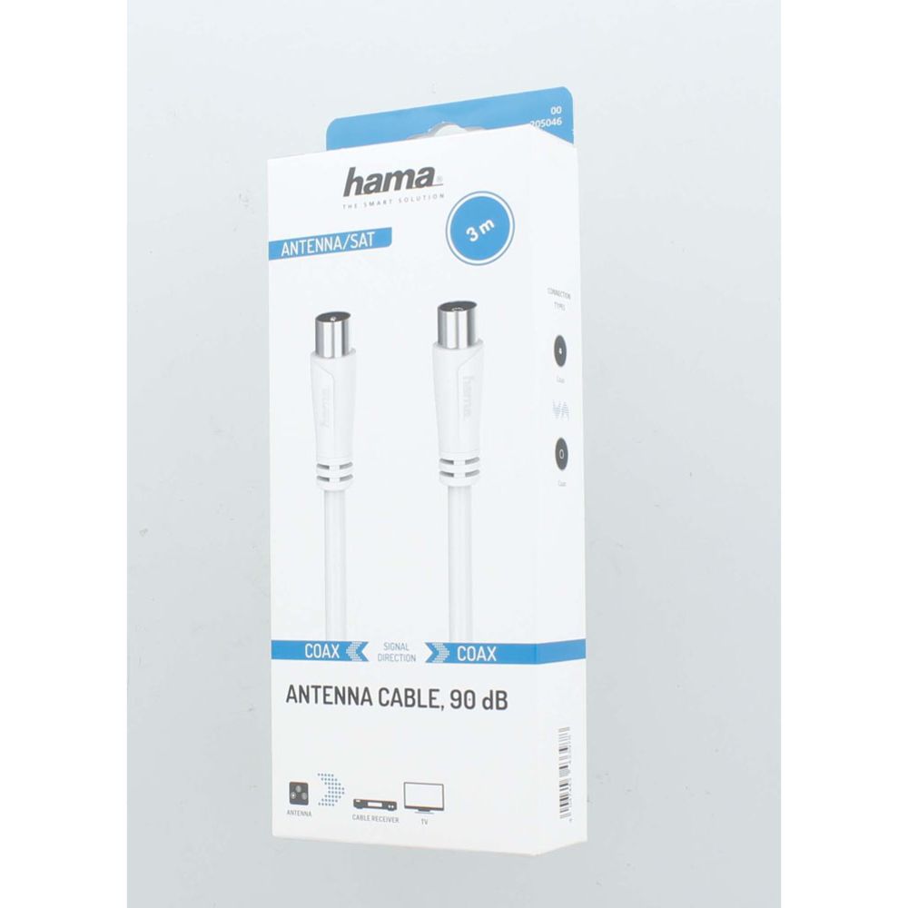 Hama antennikaabel Coax isane - Coax emane 3,0 m 90 dB valge