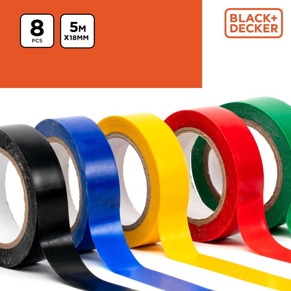 BLACK+DECKER elektriteip, 18 mm x 5 m, 8 tk