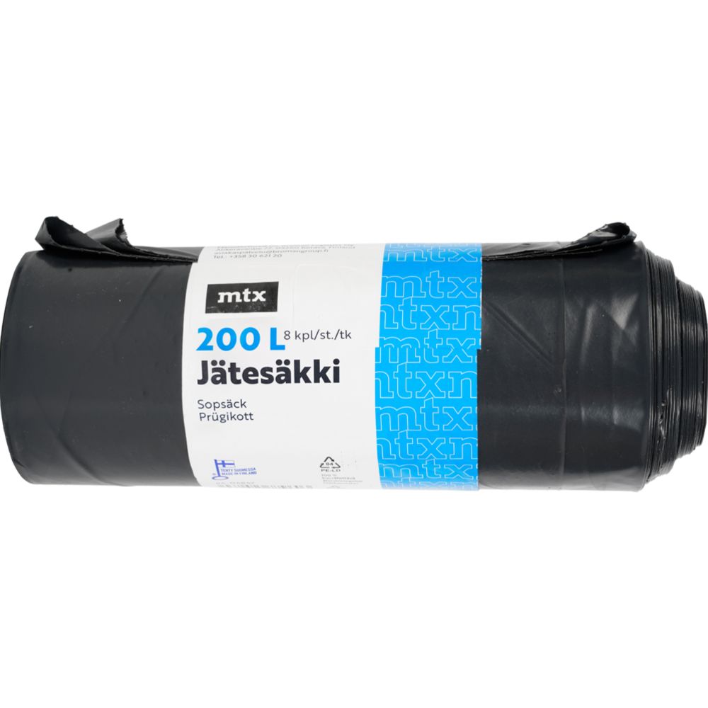 MTX sopsäck 200 L svart 8 st.