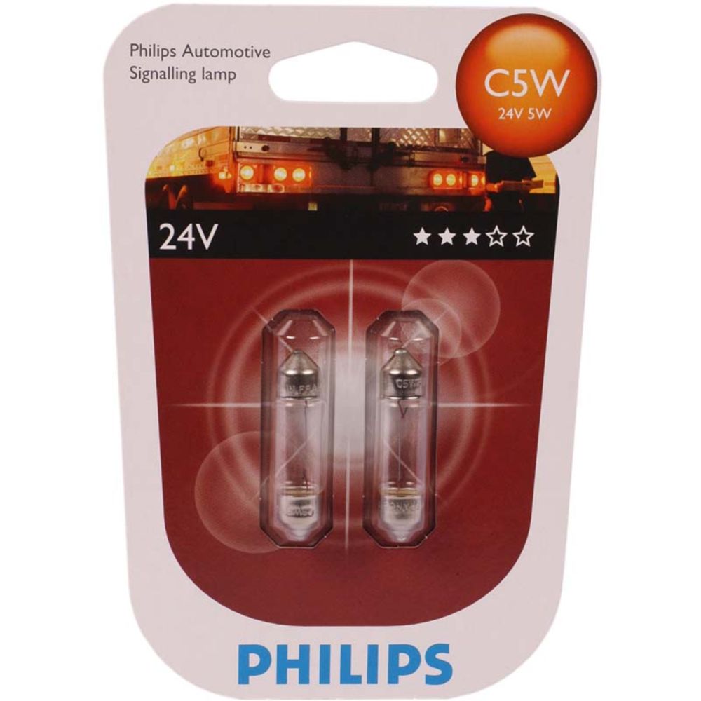 Philips SV8,5 spollampa, festong 36 mm 24V 5W C5W 2 st.