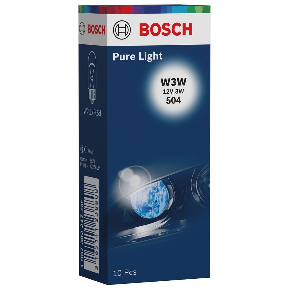 Bosch klaassokliga pirn 12 V 3 W W3W (T10) 10 tk