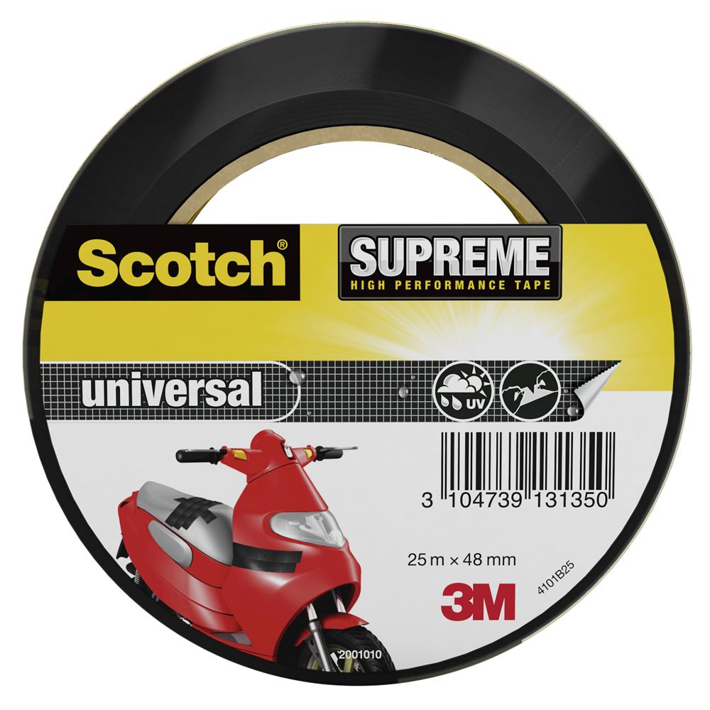 Scotch Supreme silvertejp svart 25 m x 48 mm