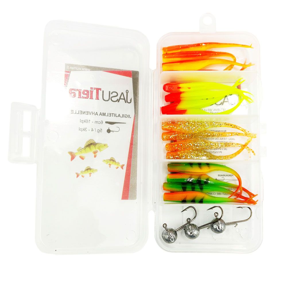 Jasu Tiera kalajigilajitelma 10cm 16kpl + jigipäät