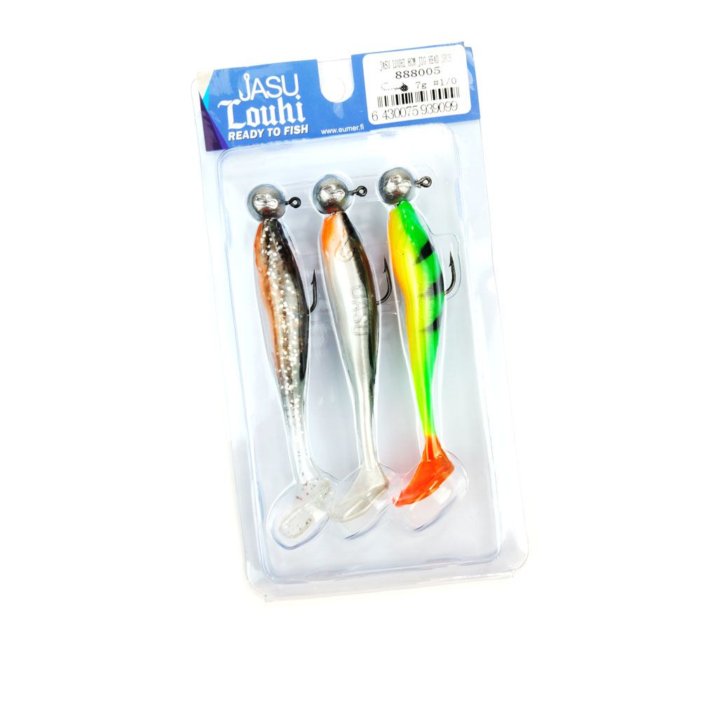 Jasu Louhi 8 cm jigit 3 kpl + jigipää 3 kpl