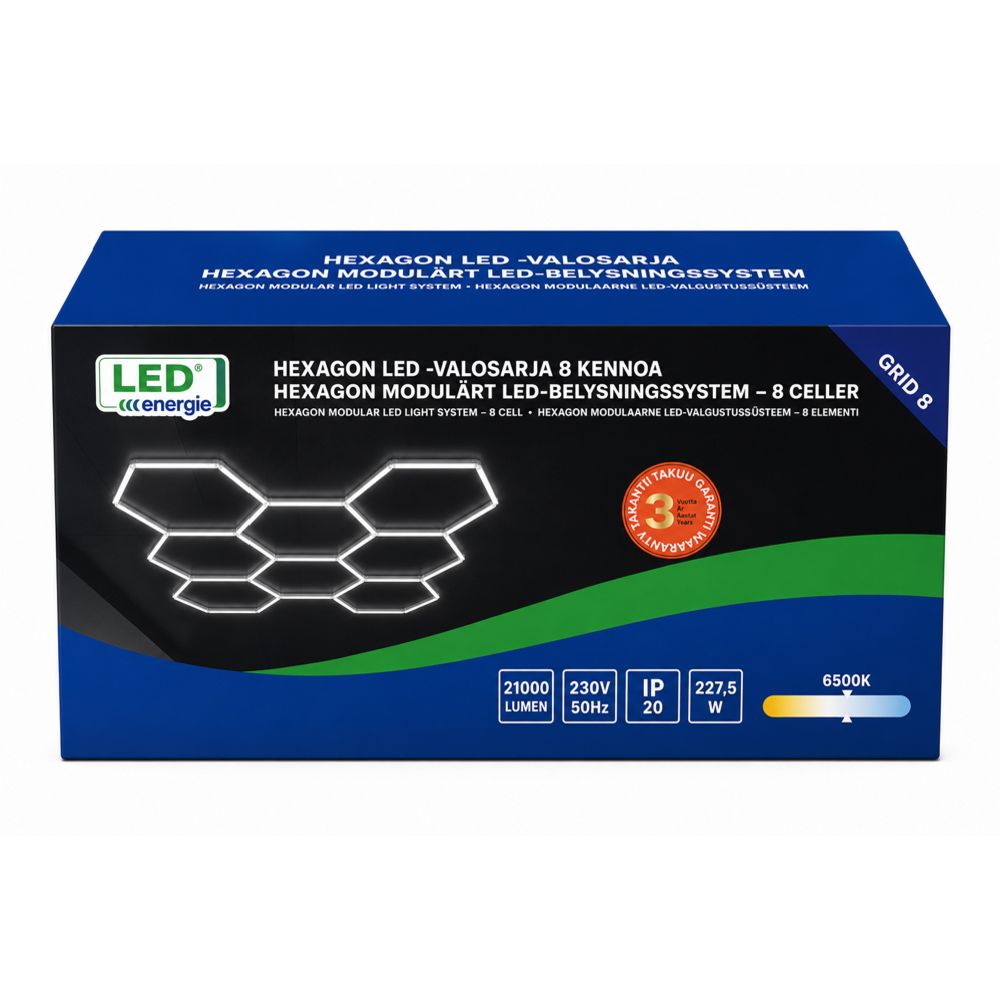 Led Energie Hexagon LED-valosarja 8 kpl 227,5 W 21 000 lm 6500 K