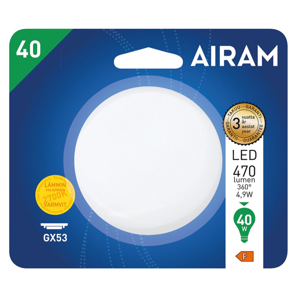 Airam LED kämmenlamppu GX53 5W 2700 K 470 lm