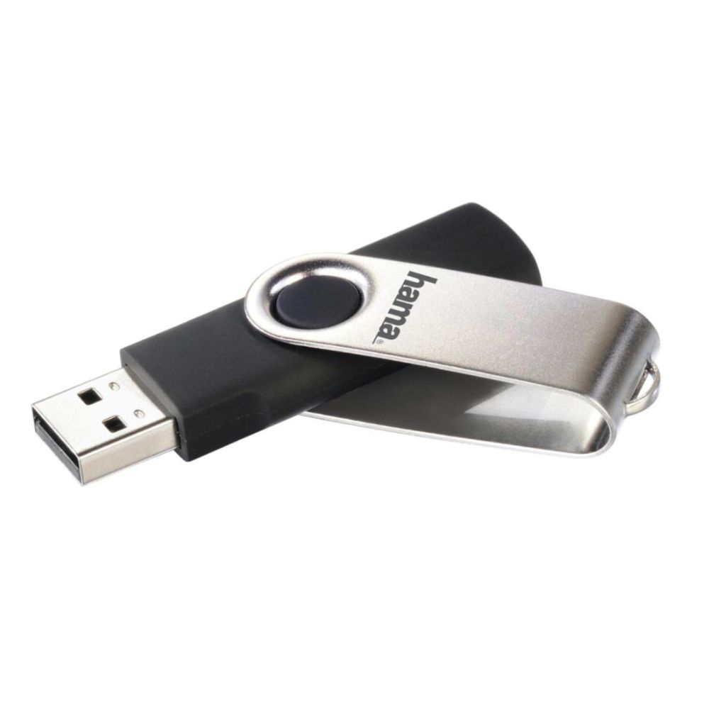 Hama Rotate muistitikku USB 16 GB USB 2.0, 10 MB/s, musta/hopea