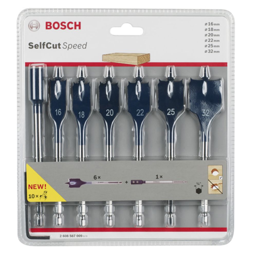 Bosch SelfCut puuporanteräsarja latta 16 - 32 mm 7 osaa