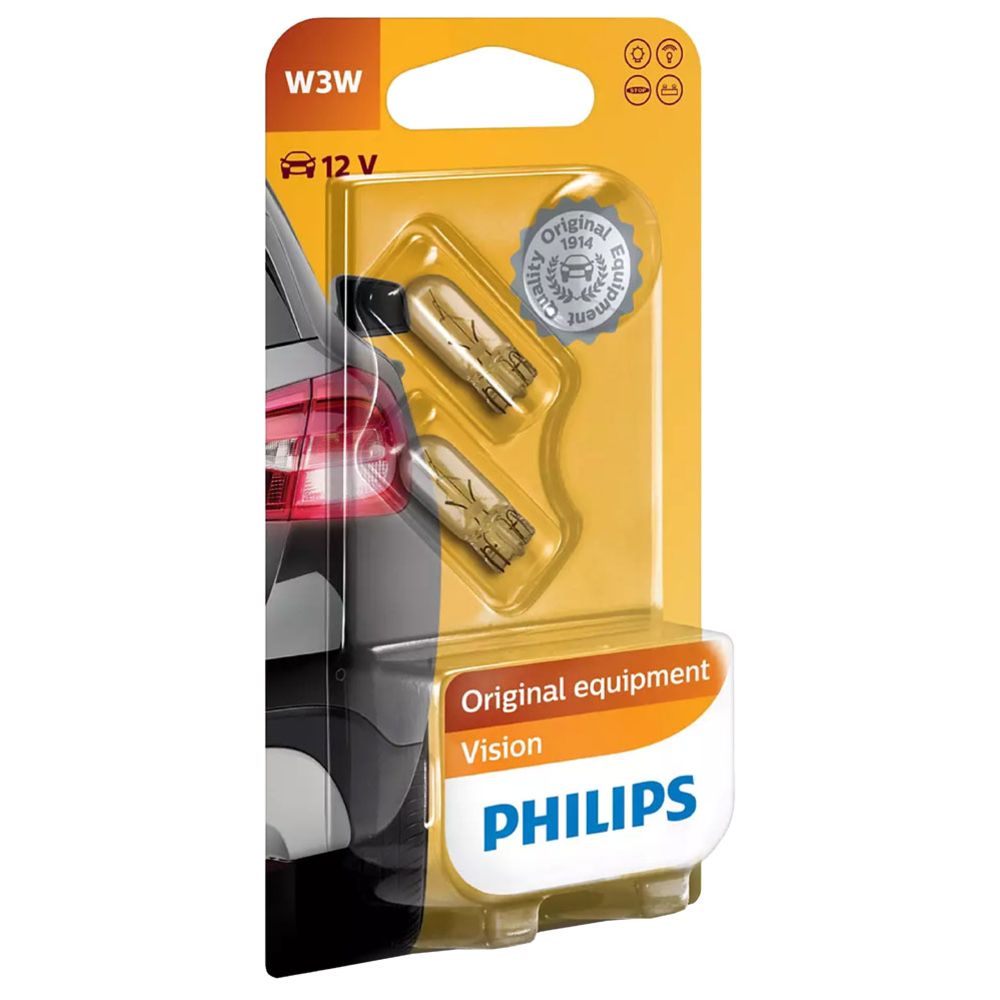 Philips klaassokliga pirnid, 2 tk,  12V 3W W3W (T10)