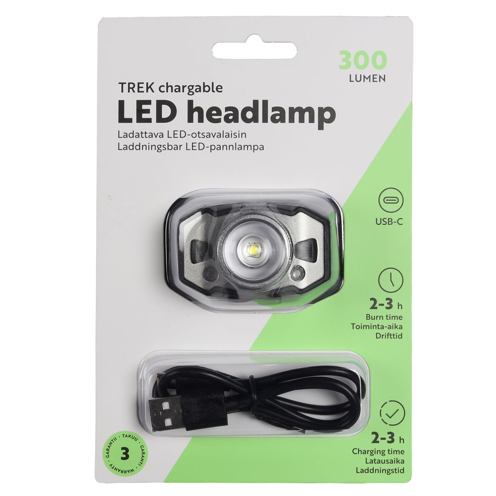 MTX Trek LED-otsavalaisin 300 lm sensorilla ladattava