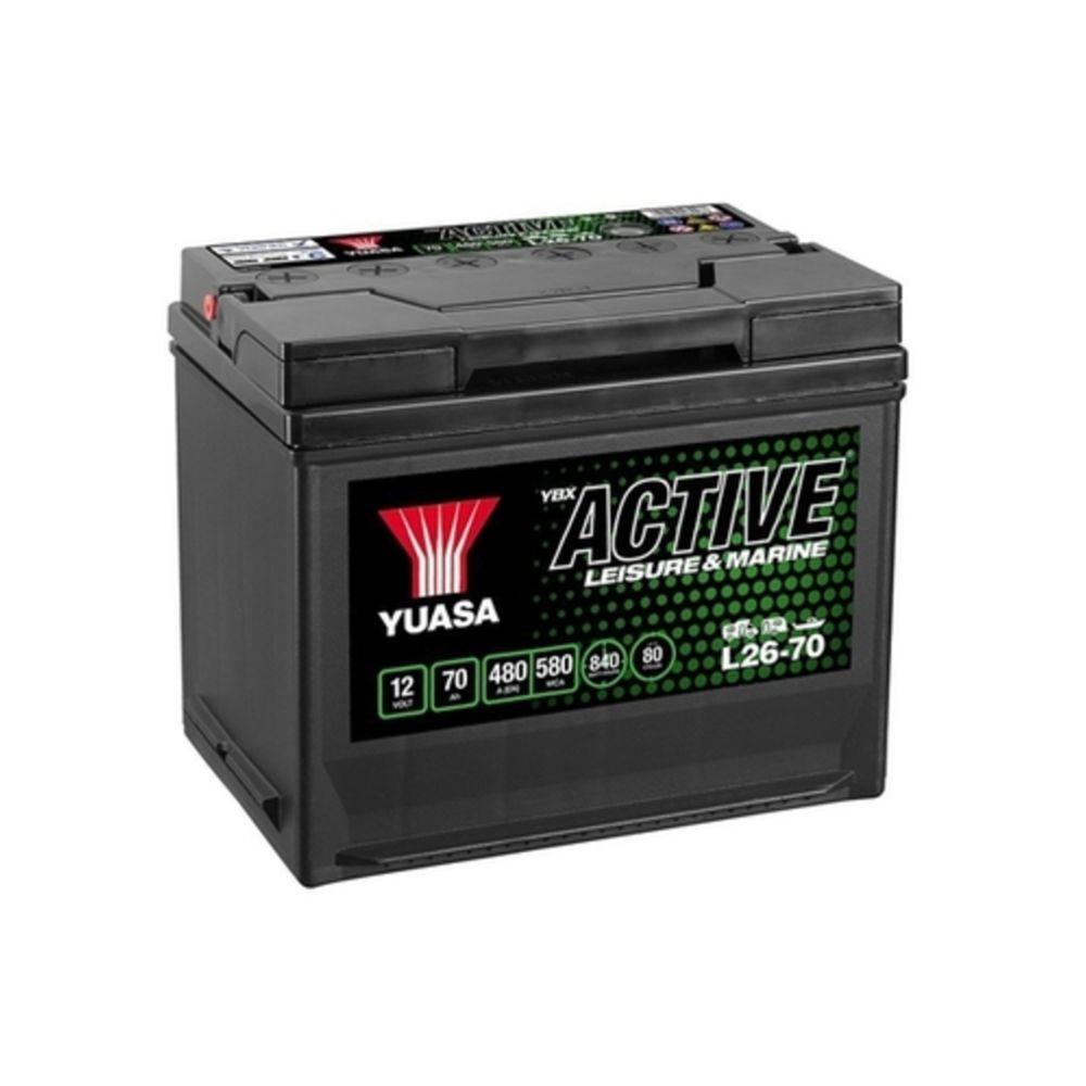 Yuasa L26-70 70Ah / 480A fritidsbatteri L260 x B174 x H225 +-