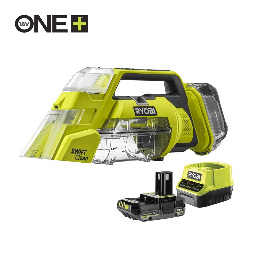 Ryobi ONE+ Swift Clean akutekstiilipesur, RDC18-1C20G (2,0 Ah)