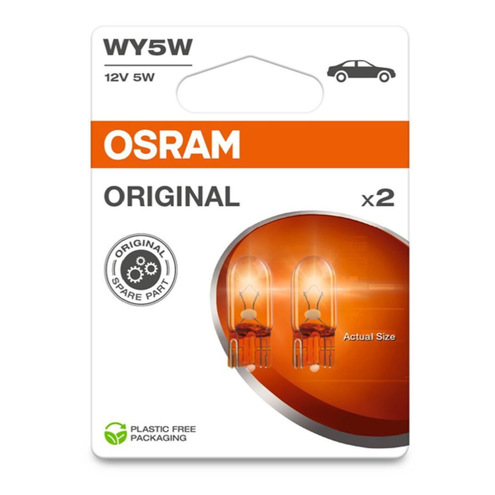 Osram glassockellampa 2-pack 12V 5W WY5W (T10) orange