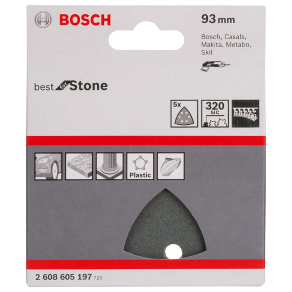Bosch kolmiohiomapaperi koville materiaaleille 93 mm K320 5 kpl