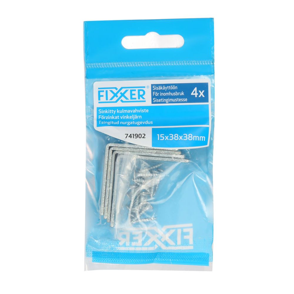 Fixxer® nurgatugevdus tsingitud 38 x 38 x 15 mm 4 tk