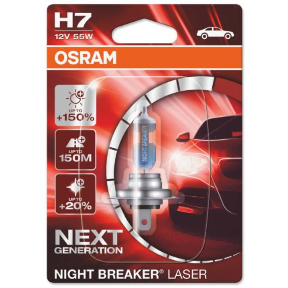 Osram Night Breaker Laser H7-pirn, +150%, 12 V, 55 W