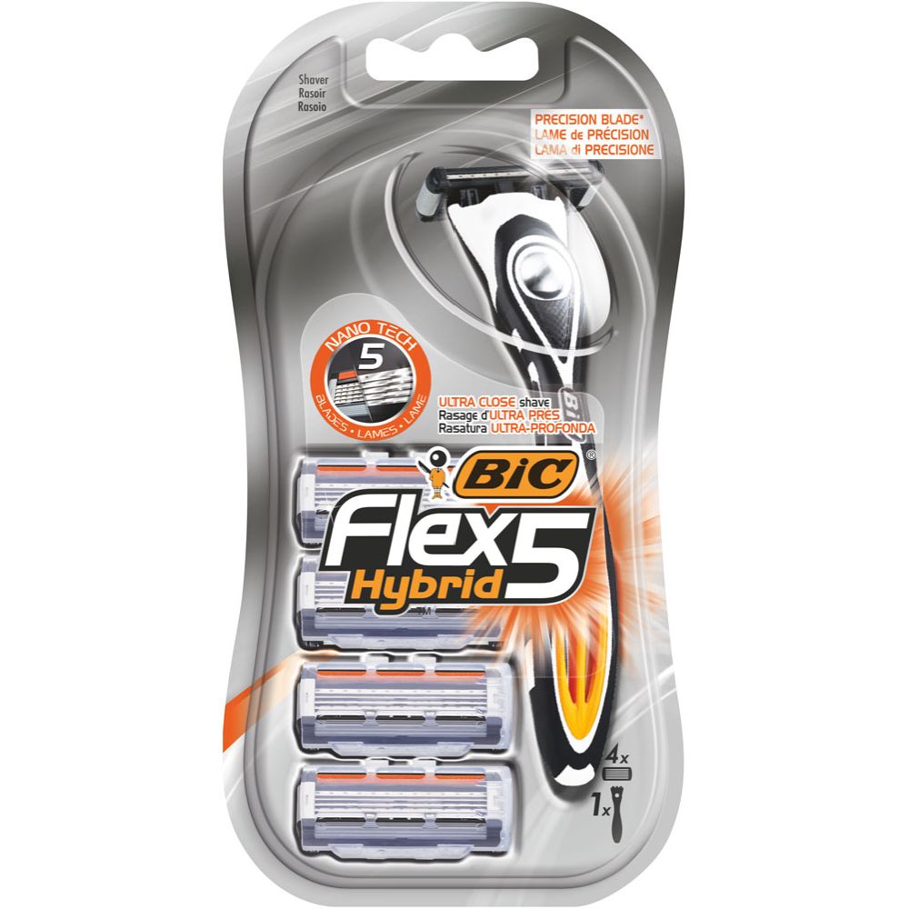 BIC Flex 5 Hybrid käepide ja 4 asenduslõiketerad