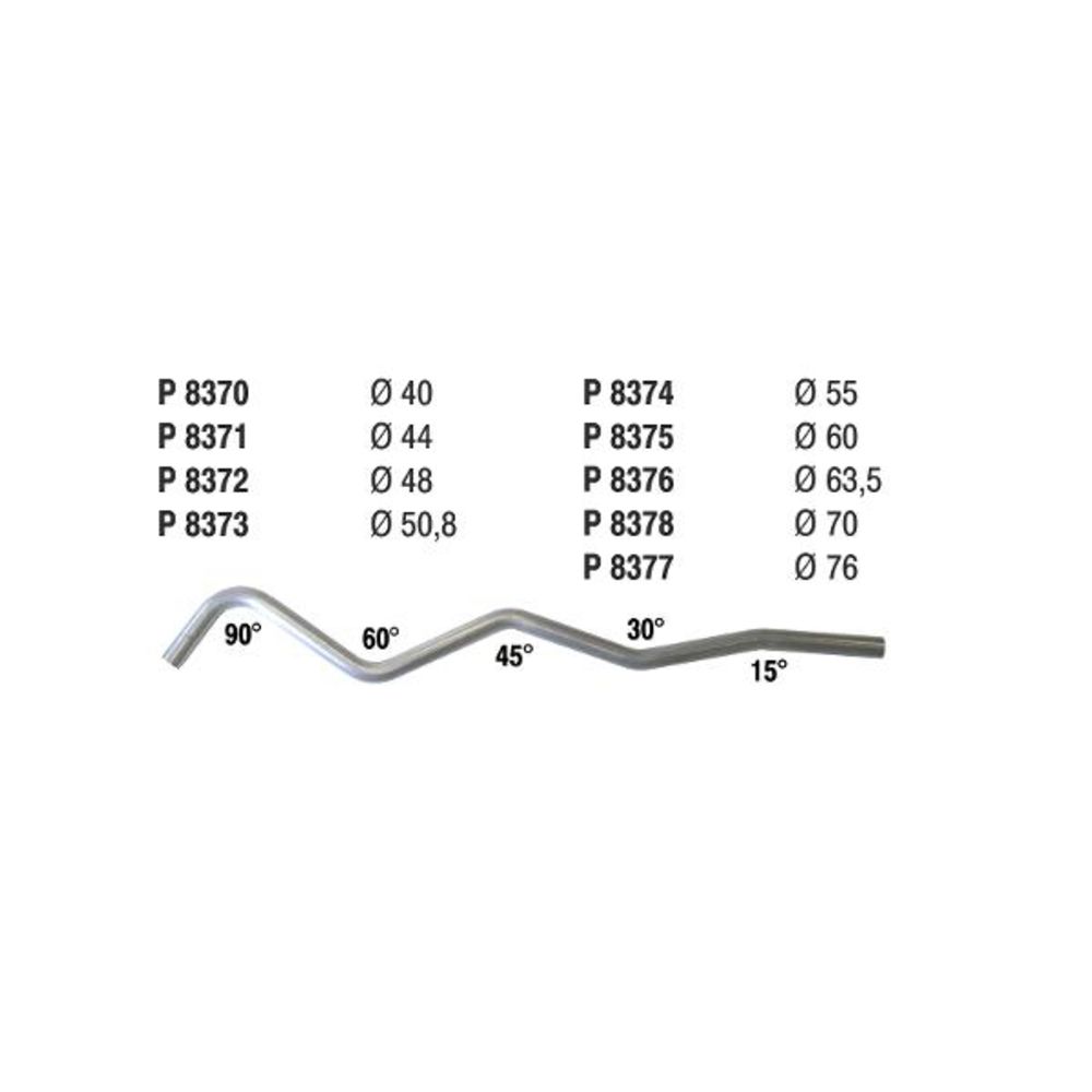 2" Mutkaputki 90°+60°+45°+30°+15° ø51mm 2m