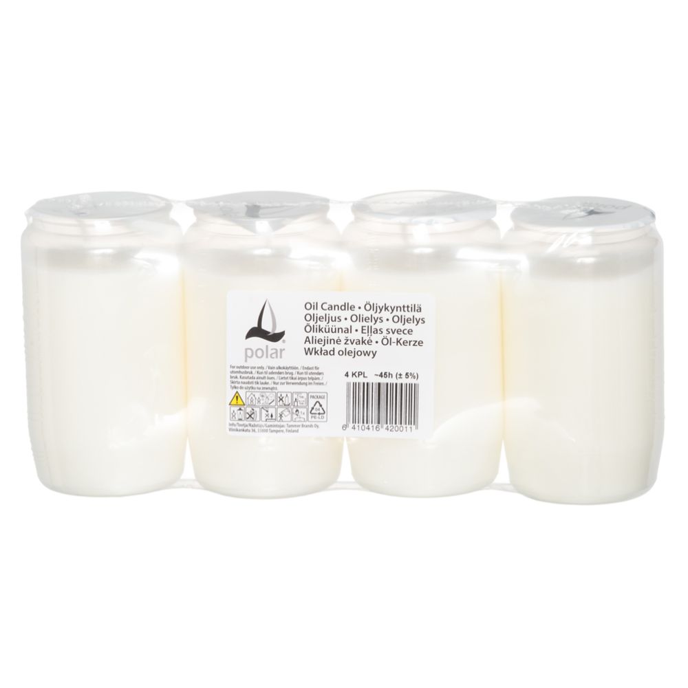 Polar oljeljus vit 45 h, 4 st.