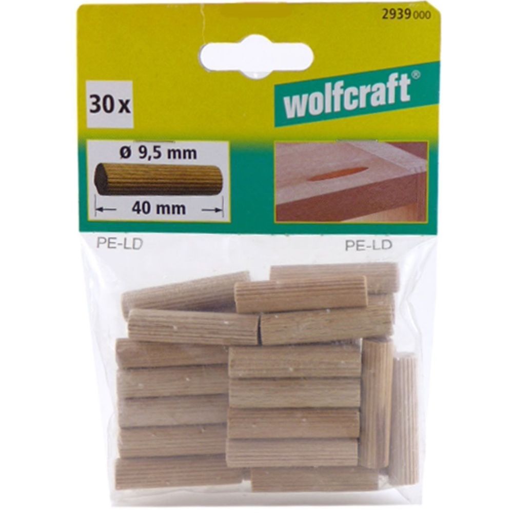 Wolfcraft® piiloliitossarjan uritettu puutappi 9,5 x 40 mm 30 kpl