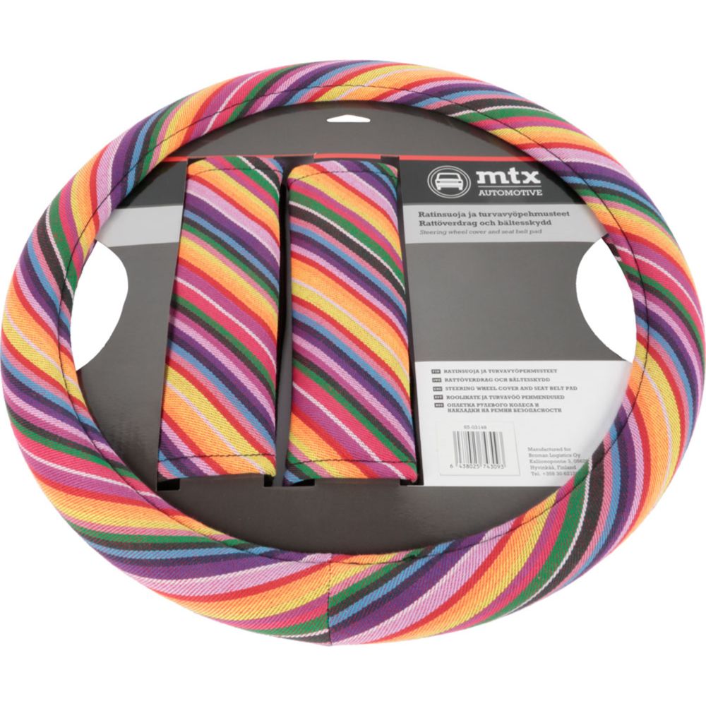 MTX Automotive rattmuff och bältesskydd regnbågsfärg 37–39 cm