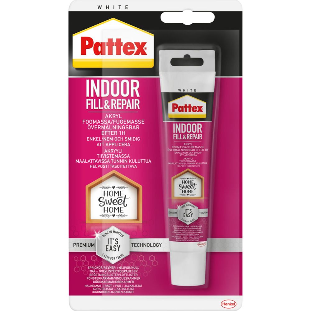 Pattex Fill & Rep målningsbar akrylfog för inomhusbruk, vit 50 ml