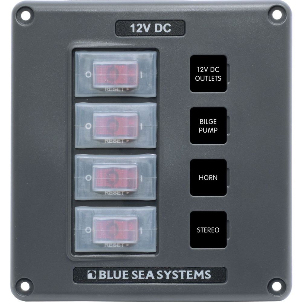 Blue Sea Systems katkaisinpaneeli automaattisulakkeilla, 4-paikkainen