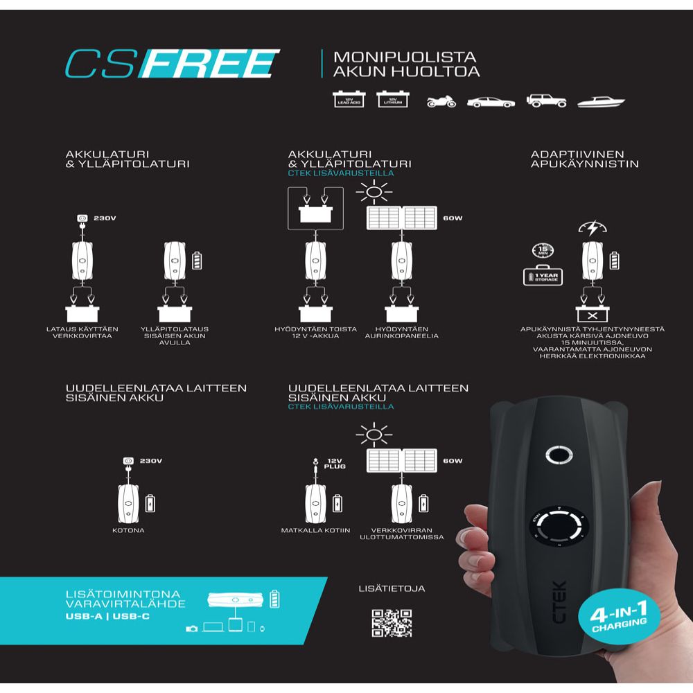 CTEK CS FREE underhållsladdare 12 V/5 A