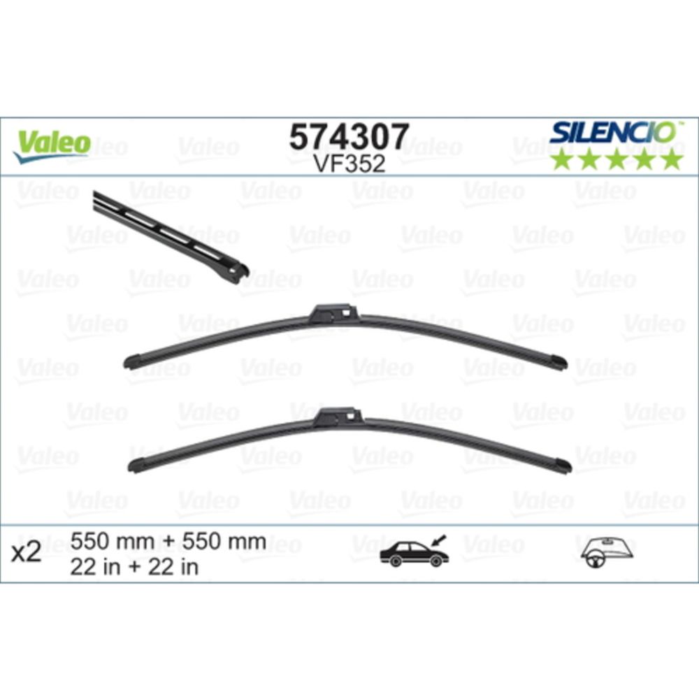 Valeo X-trm/AeroTwin VM352/VF352/A933S pyyhkijänsulkapari 55 + 55 cm