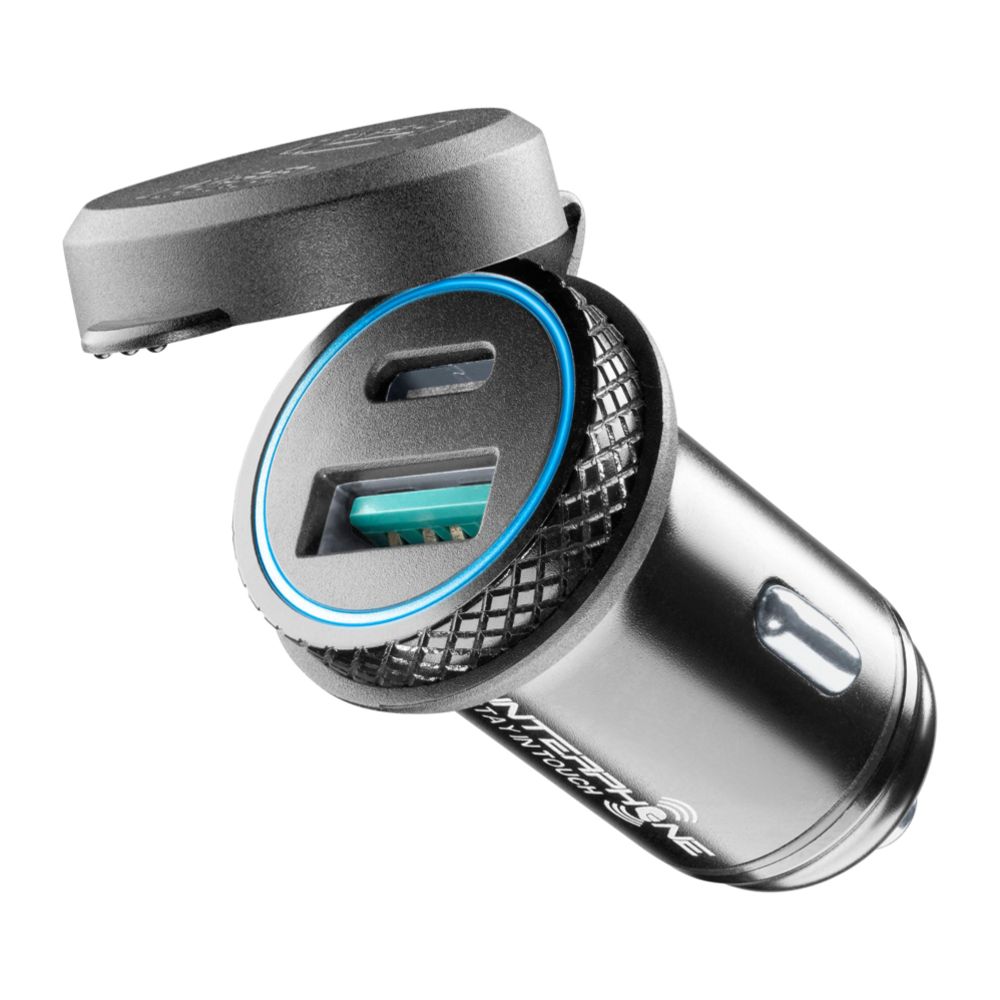 Interphone 12v tupakansytytinadapteri USB-A + USB-C